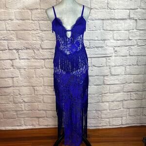 Fabulous 1920's Style Flapper Dress Made Entirely of Blue Fringe